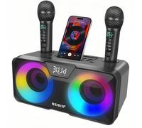 Wild Stride Système de Karaoké Portable Tout-en-Un, Enceinte Bluetooth 30W avec 2 Microphones sans Fil -Connexion avec Smartphone/Tablette/Télévision -Idéal pour Soirées, Fêtes, Animations à Domicile