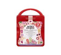 Wild Stripes Kit Premiers Secours Voyage - Mini Trousse avec Pansements, Bandage, Compresse et Lingettes Désinfectantes - Kit d'Urgence Hypoallergénique Résistant à l'Eau - First Aid Kit 21 Pièces