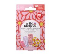 Wild Stripes Lot de pansements Sensitive Pastel Fun - Pansement hypoallergéniques au design stylé - Doux pour la peau - Résistants à l'eau, protection 24 h - Colorés à motifs (20 pièces)
