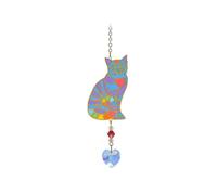 Wild Things Gifts Glass Crystal Dreams Attrape-soleil - Chat arc-en-ciel assis - Décoration en cristal à suspendre avec détails dorés - Effet arc-en-ciel