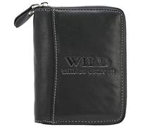 WILD THINGS ONLY !!! Portefeuille en Cuir pour Homme - Protection RFID - Fermeture zippée - avec boîte Cadeau - Noir