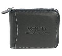 WILD THINGS ONLY !!! Portefeuille en Cuir pour Homme - Protection RFID - Fermeture zippée - avec boîte Cadeau - Noir