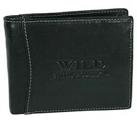 WILD THINGS ONLY !!! Portefeuille pour Homme en Cuir véritable avec Protection RFID et boîte Cadeau, Noir sans loquet