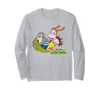 Wild Thornberrys Eliza, Darwin, Donny on Leaf Manche Longue, Unisexe pour Adultes, Gris Chiné, S