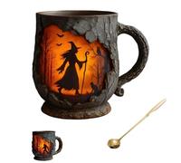Wild Trail 3D Sasquatch Camping Mug - 15oz Vintage Big foot Themed Resin Cup for Outdoor Enthusiasts,Perfect for Coffee and Campfires (witch)