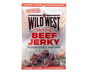 Wild West Beef Jerky, 60g Original, high Protein Viande séchée, Beef Jerky Snack protéiné, Bœuf séché
