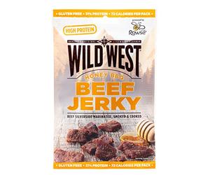 Wild West Beef Jerky, Honey BBQ 25g, high Protein Viande séchée, Beef Jerky Snack protéiné, Bœuf séché