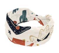 Wild West Chapeaux de cowboy avec étoiles et cactus - Large bandeau pour femme, yoga, entraînement, cheveux pour se laver le visage et le maquillage