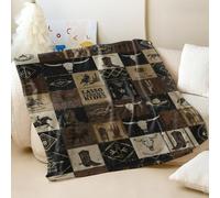 Wild West Cowboy Adventure Couverture en flanelle imprimée ultra douce, style aquarelle, parfaite pour les voyages en plein air et la décoration d'intérieur (05, 180 x 200 cm)