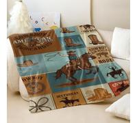 Wild West Cowboy Adventure Couverture en flanelle imprimée ultra douce, style aquarelle, parfaite pour les voyages en plein air et la décoration d'intérieur (02, 100 x 150 cm)