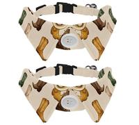Wild West Lot de 2 chapeaux de cowboy sans couture pour chiot, collier à revers style pattes avec nœud papillon, nœuds papillon réglables pour animaux domestiques de petite et moyenne taille