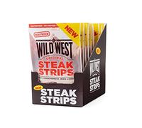 Wild West Steak Strips, 16 x 25 g de viande de boeuf déshydratée, bœuf Jerky haute protéine, collation protéinée