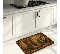 Wild West - Tapis de cuisine doux pour sol, style rustique et rustique - Tapis décoratif confortable et lavable sur le thème occidental pour éviers de cuisine, buanderie, salle de bain, 40,6 x 61 cm