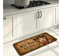 Wild West - Tapis de cuisine doux pour sol, style rustique et rustique - Tapis décoratif confortable et lavable sur le thème occidental pour éviers de cuisine, buanderie, salle de bain, 40,6 x 119,4