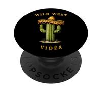 Wild West Vibes Saguaro Cactus Sombrero Drôle PopSockets PopGrip Adhésif