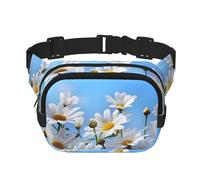 Wild White Flower Unisexe Réglable Taille Carré Double Couche Sac de Taille pour Activités de Plein Air Voyage Course Randonnée, Noir , Taille unique