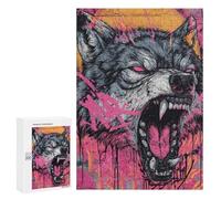 Wild Wolf Graffiti Art Print Puzzle 300 Pièces Educa Jouet en Bois Cadeau Unique Décoration Intérieure Jeu Éducatif Challenge Toy Adultes Et Enfants À Partir De 14 Ans 300 PCS