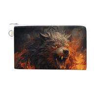 Wild Wolf In The Fire Porte-monnaie avec porte-clés mignon porte-monnaie portable avec fermeture éclair pour homme et femme, style, taille unique, floral, Style :, Taille unique, Motif floral