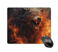 Wild Wolf in the Fire Tapis de souris carré portable avec base en caoutchouc antidérapant 18 x 22 cm Tapis de souris de jeu ultra fin pour ordinateur portable Accessoires de bureau