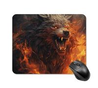 Wild Wolf in the Fire Tapis de souris carré portable avec base en caoutchouc antidérapant 20 x 25 cm Tapis de souris de jeu ultra fin pour ordinateur portable Accessoires de bureau