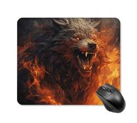 Wild Wolf in the Fire Tapis de souris carré portable avec base en caoutchouc antidérapant 25 x 30 cm Tapis de souris ultra fin pour ordinateur portable Accessoires de bureau