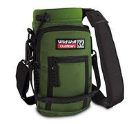 Wild Wolf Outfitters - Green Water Bottle Holder for 32 oz Bottles - Carry, Protect and Insulate Your Best Flask with This Military Grade Carrier w/ 2 Pockets and an Adjustable Padded Shoulder Strap.