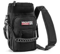Wild Wolf Outfitters Porte-Bouteille d'eau avec Sangle réglable et 2 Poches pour la Marche et la randonnée Mains Libres | Noir, 1,9 l