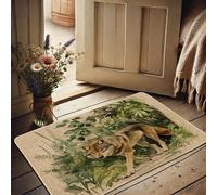 Wild Wolf Paillasson motif loup vert naturel pour extérieur et intérieur, décoration rustique, absorbant et antidérapant, facile à nettoyer, 73,6 x 43,2 cm