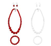 Wildarms Accessoires pour femme et fille, ensemble collier bracelet et boucles d'oreilles rouge et blanc, accessoires pour costume sévillane, foire d'avril, flamant rose et fêtes