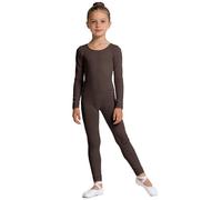 Wildarms Body à Manches Longues pour Fille - Justaucorps Intégral pour Ballet, Gymnastique, Spectacles et Déguisements (beige foncé, 10-12)