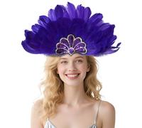 Wildarms Coiffe à plumes à paillettes pour femme - Accessoire de costume pour carnaval, mariage, Halloween, bal masqué, fête costumée, violet, taille unique