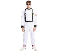 Wildarms Costume d'astronaute pour homme de la NASA - Costume spatial blanc - Fête d'Halloween pour adulte/costume de rôle avec ceinture élastique réglable (XL)