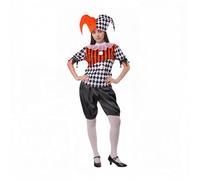 Wildarms Costume de bouffon de la Renaissance - Chapeau avec deux cloches - Costume d'Halloween pour femme, noir/blanc, Small