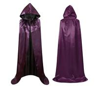 Wildarms Long costume de vampire, cape à capuche colorée, cape pour costume de fête d'anniversaire de carnaval, cape de jeu de rôle d'Halloween (violet, 140 cm)