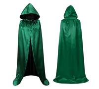 Wildarms Long costume de vampire, cape à capuche colorée, cape pour costume de fête d'anniversaire de carnaval, cape pour jeu de rôle d'Halloween (vert, 140 cm)