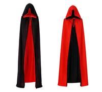 Wildarms Long costume de vampire, cape à capuche colorée, cape pour costume de fête d'anniversaire de carnaval, cape de jeu de rôle d'Halloween (rouge et noir double face, 140 cm)