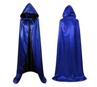 Wildarms Long costume de vampire, cape à capuche colorée, cape pour costume de fête d'anniversaire de carnaval, cape de jeu de rôle d'Halloween (bleu, 140 cm)
