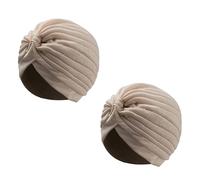 Wildarms Lot de 2 turbants plissés unisexes pour carnaval, fête, déguisements et festivals (beige)