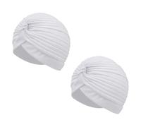 Wildarms Lot de 2 turbants plissés unisexes pour carnaval, fête, déguisements et festivals (blanc)