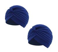 Wildarms Lot de 2 turbants plissés unisexes pour carnaval, fête, déguisements et festivals (bleu)