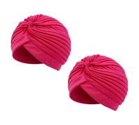 Wildarms Lot de 2 turbants plissés unisexes pour carnaval, fête, déguisements et festivals (fuchsia)