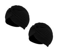 Wildarms Lot de 2 turbants plissés unisexes pour carnaval, fête, déguisements et festivals Noir