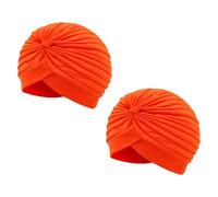 Wildarms Lot de 2 turbants plissés unisexes pour carnaval, fête, déguisements et festivals (orange)