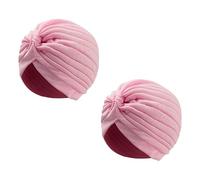 Wildarms Lot de 2 turbants plissés unisexes pour carnaval, fête, déguisements et festivals (rose)