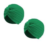 Wildarms Lot de 2 turbants plissés unisexes pour carnaval, fête, déguisements et festivals (vert)