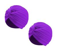 Wildarms Lot de 2 turbants plissés unisexes pour carnaval, fête, déguisements et festivals (violet)