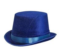 Wildarms Magician Chapeau melon en feutre satiné Design rond avec ruban de satin (modèles adultes et enfants) (bleu)