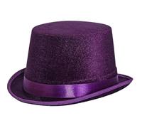 Wildarms Magician Chapeau melon en feutre satiné - Design rond avec ruban de satin (modèles adultes et enfants) (violet)