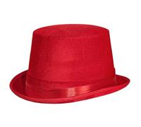 Wildarms Magician Chapeau melon en feutre satiné Design rond avec ruban de satin (modèles adultes et enfants) (rouge)