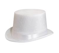 Wildarms Magician Chapeau melon en feutre satiné Design rond avec ruban de satin (modèles adultes et enfants) (blanc)
